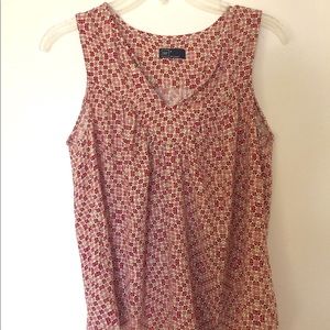 Gap sleeveless printed blouse with v- neck and tie